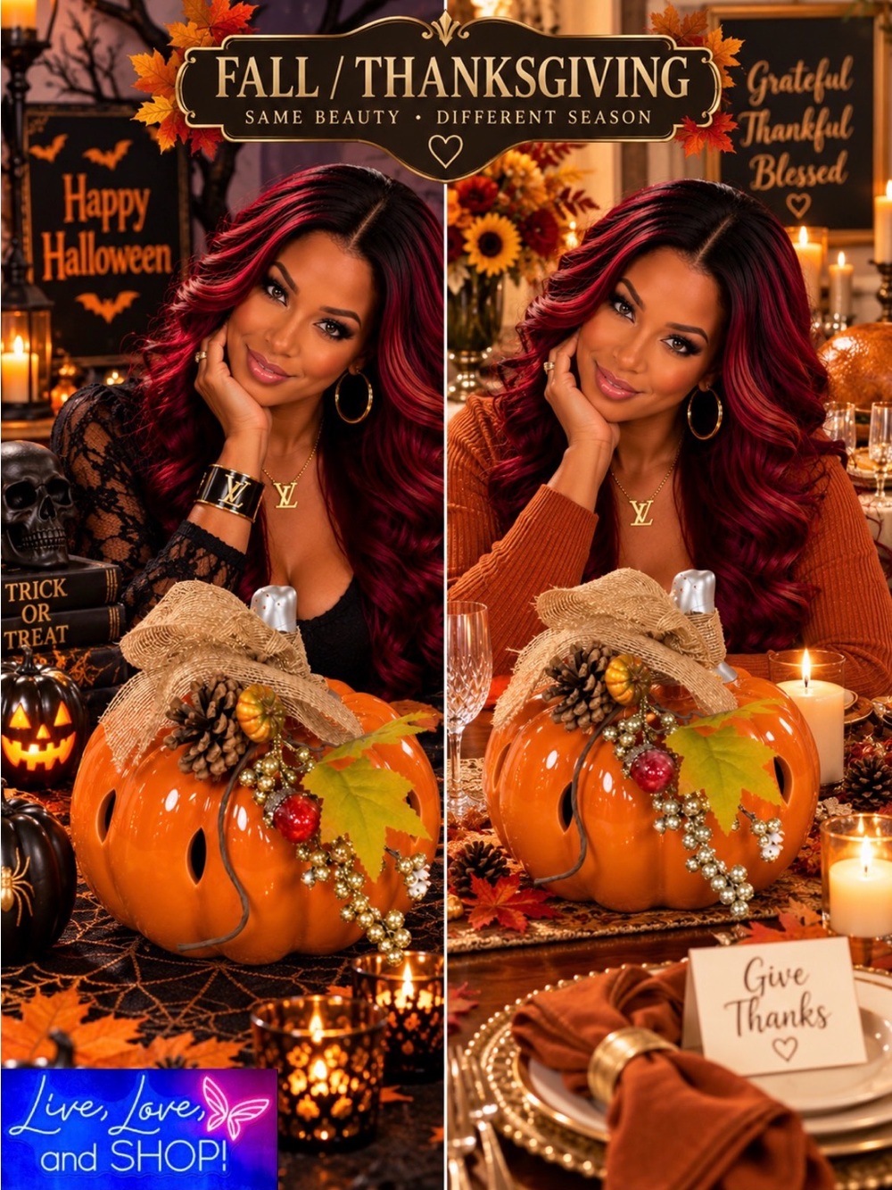 DECOR: Fall, Halloween & Thanksgiving Pumpkin Table Accent, EUC